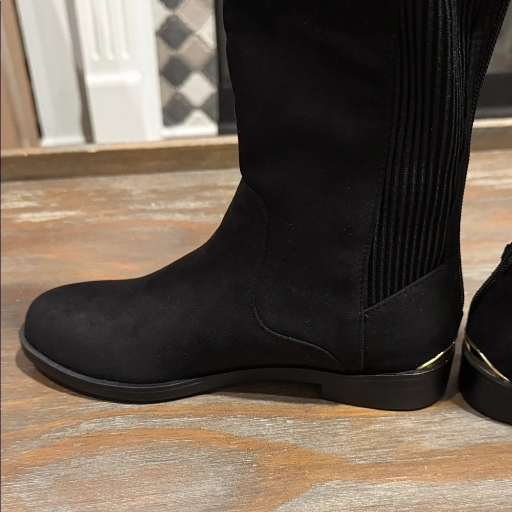 Kenneth Cole Wind Stretch Riding‎ Boots Black Suede Size 5 Classic Tall Boot